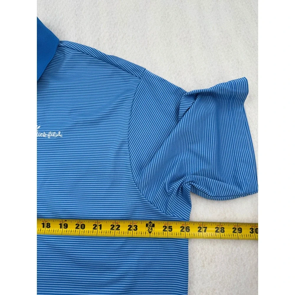 Adidas Chick-fil-A Leadership Climalite Golf Polo Shirt Mens XL Blue Striped
